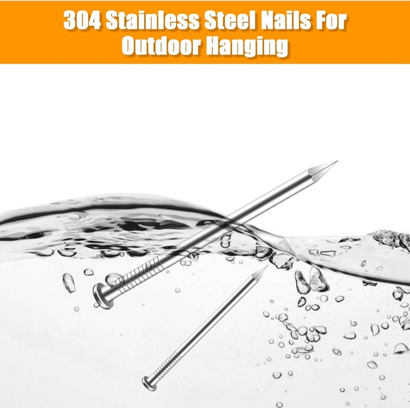 KURUI 500Pcs Stainless Steel Wall Nails Assortment Kit, 6 Sizes Long Nails for Hanging Picture Frames,Wall Decor,Shelves, Wood, Drywall, Small Nails, Finishing Nail, with Storage Box - Image 2